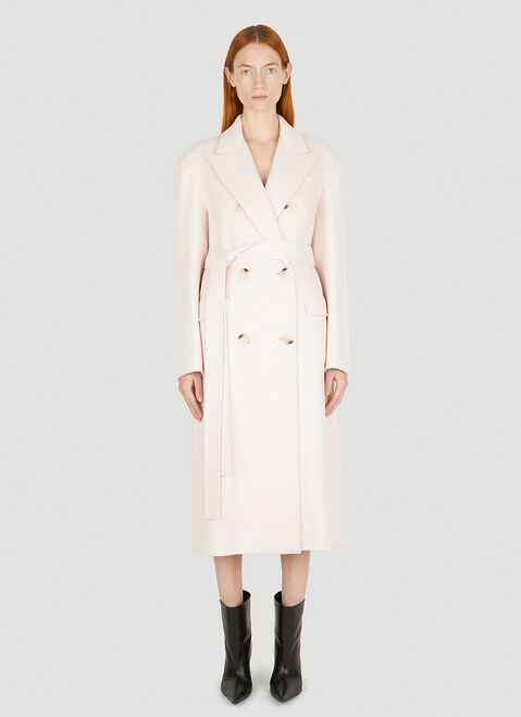 Burberry Belted Double Breasted Coat Beige bur0253032