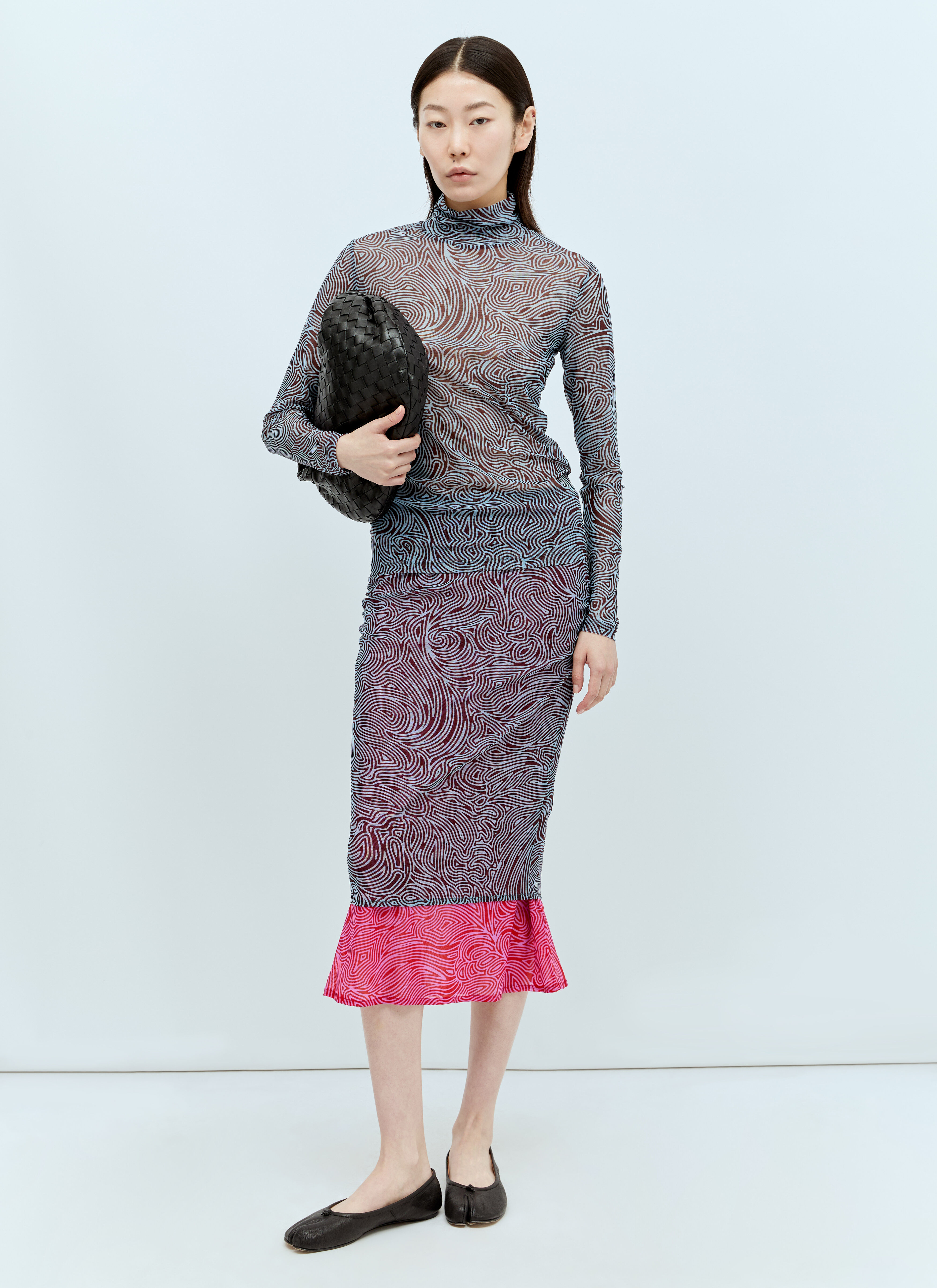 Dries Van Noten Women's' Long Sleeve Mesh Top in Blue | LN-CC®