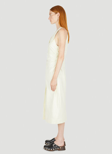 GANNI Stripe Mid Length Dress Yellow gan0249004