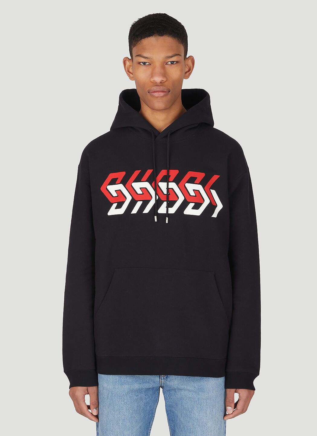 Gucci logo print top hooded sweatshirt
