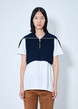 Moncler Zip-Front Knit Vest Navy mon0265093