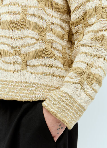 Bottega Veneta Distorted Stripe Knit Sweater Beige bov0156007