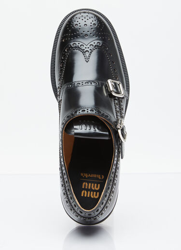 Miu Miu x Church's Brushed Leather Double Monk Brogue Shoes Black miu0254032