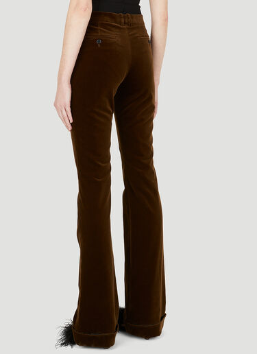 Saint Laurent Flared Velvet Pants Brown sla0247021