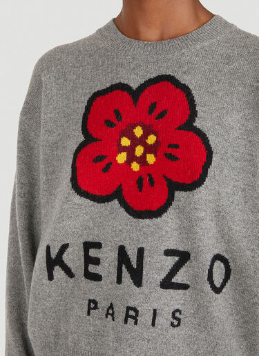Kenzo Flower Logo Knit Sweater Grey knz0250014