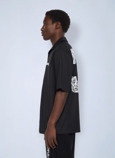 LN-CC® - Off-White: Scribble Arrow Poplin Bowling Shirt - Black Off-White Scribble Arrow Poplin Bowling Shirt Black ofw0162037