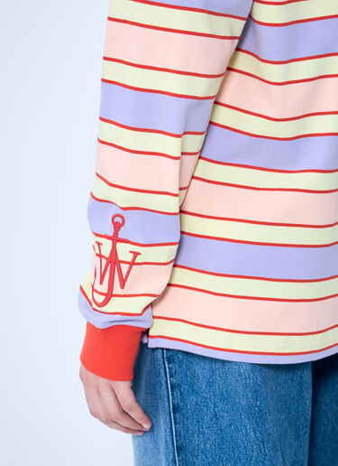 JW Anderson Striped Polo Shirt With Contrast Trims Purple jwa0259006