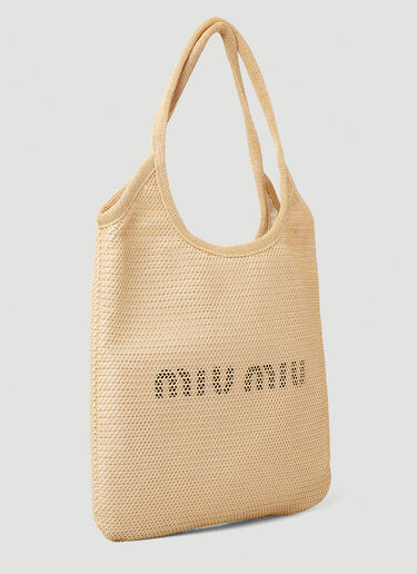 Miu Miu Logo Tote Bag Beige miu0246028