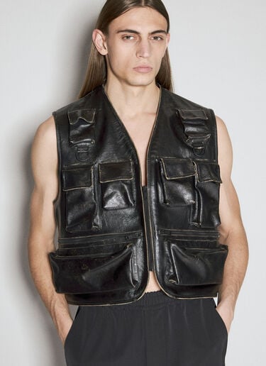Prada Leather Cargo Vest Black pra0156008
