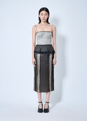 Maison Margiela Contrast Panel Silk Midi Dress Black mla0259007