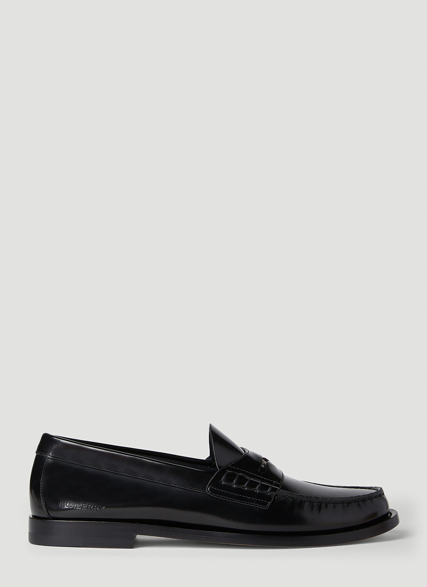 Burberry Logo Plaque Loafers In Black