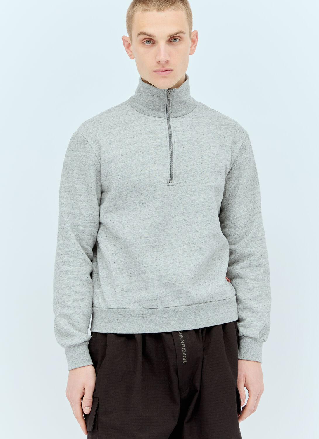 Shop Acne Studios Half-zip Sweatshirt In Grey