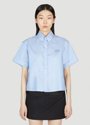 Prada Embroidered Logo Shirt Blue pra0253002