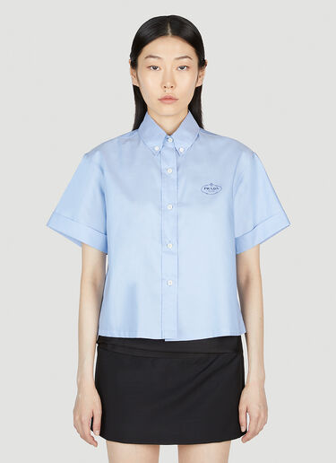 Embroidered Logo Shirt Prada Embroidered Logo Shirt Blue pra0253002
