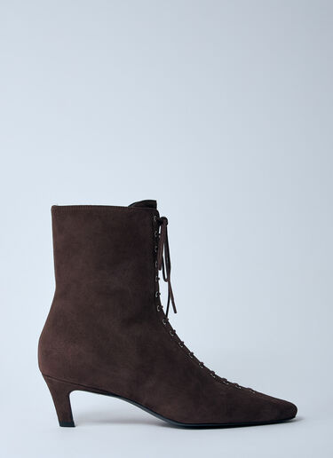 TOTEME Suede Lace-Up Boots Black tot0260017