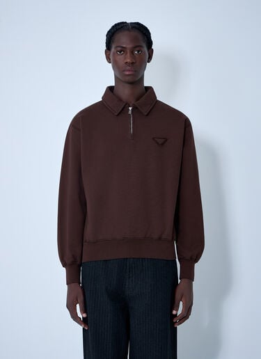 Logo Motif Sweatshirt Prada Logo Motif Sweatshirt Brown pra0162002
