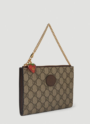 Gucci Double G Strawberry Clutch Bag Brown guc0251133