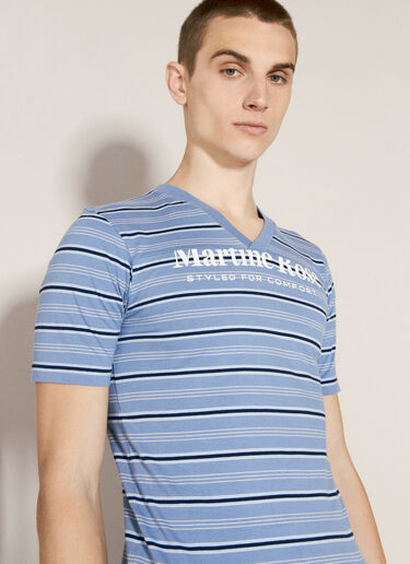 Martine Rose Shrunken V-Neck T-Shirt Blue mtr0156003