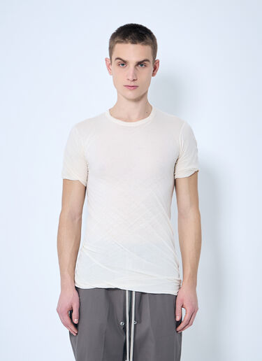 Rick Owens Layered Short Sleeve T-Shirt Beige ric0159007