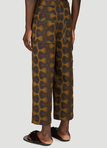 Dries Van Noten 그래픽 프린트 크롭 팬츠  브라운 dvn0156007