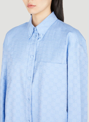 Gucci Button-Down GG Supreme Shirt Blue guc0253077