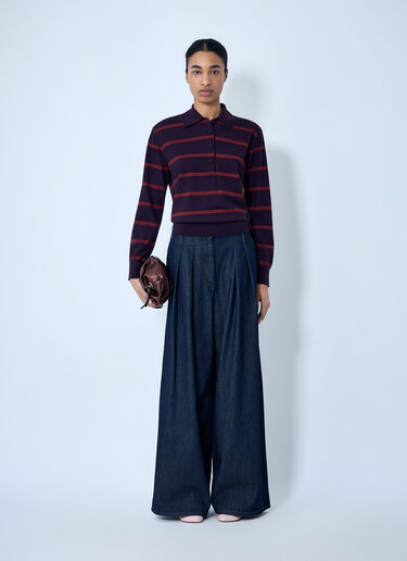 Dries Van Noten Striped Knit Polo Sweater Purple dvn0263013