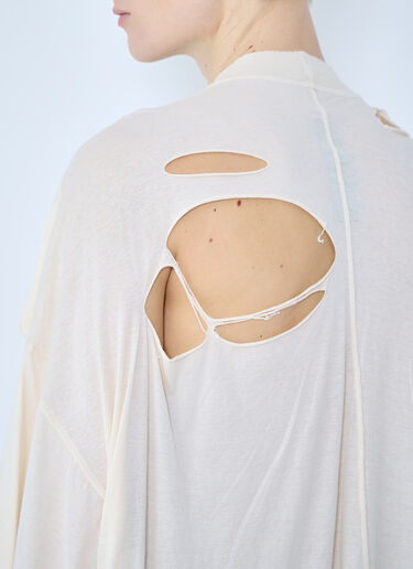 Rick Owens DRKSHDW ディストレスト トミー T Tシャツ  ベージュ drk0160015