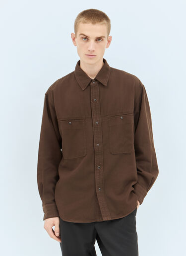 Lemaire Denim Shirt With Snaps Brown lem0158007