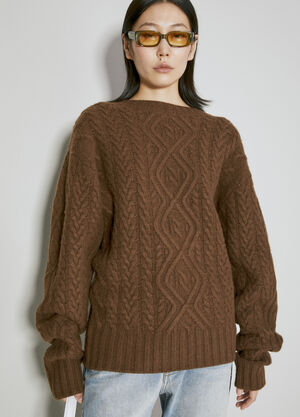 Martine Rose Wool Cable Knit Sweater Brown mtr0253008