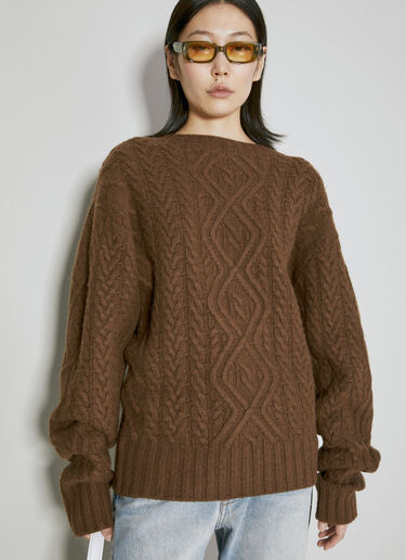 Martine Rose Wool Cable Knit Sweater Brown mtr0253008