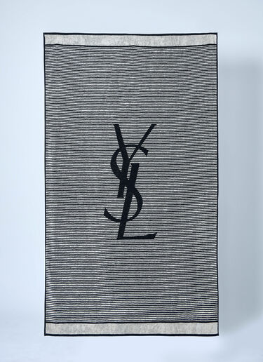Saint Laurent Cassandre Striped Towel Black sla0260023