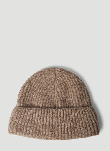 Our Legacy Ribbed Beanie Hat Beige our0350002