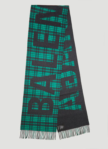 Logo Motif Tartan Scarf Balenciaga Logo Motif Tartan Scarf Green bal0143055