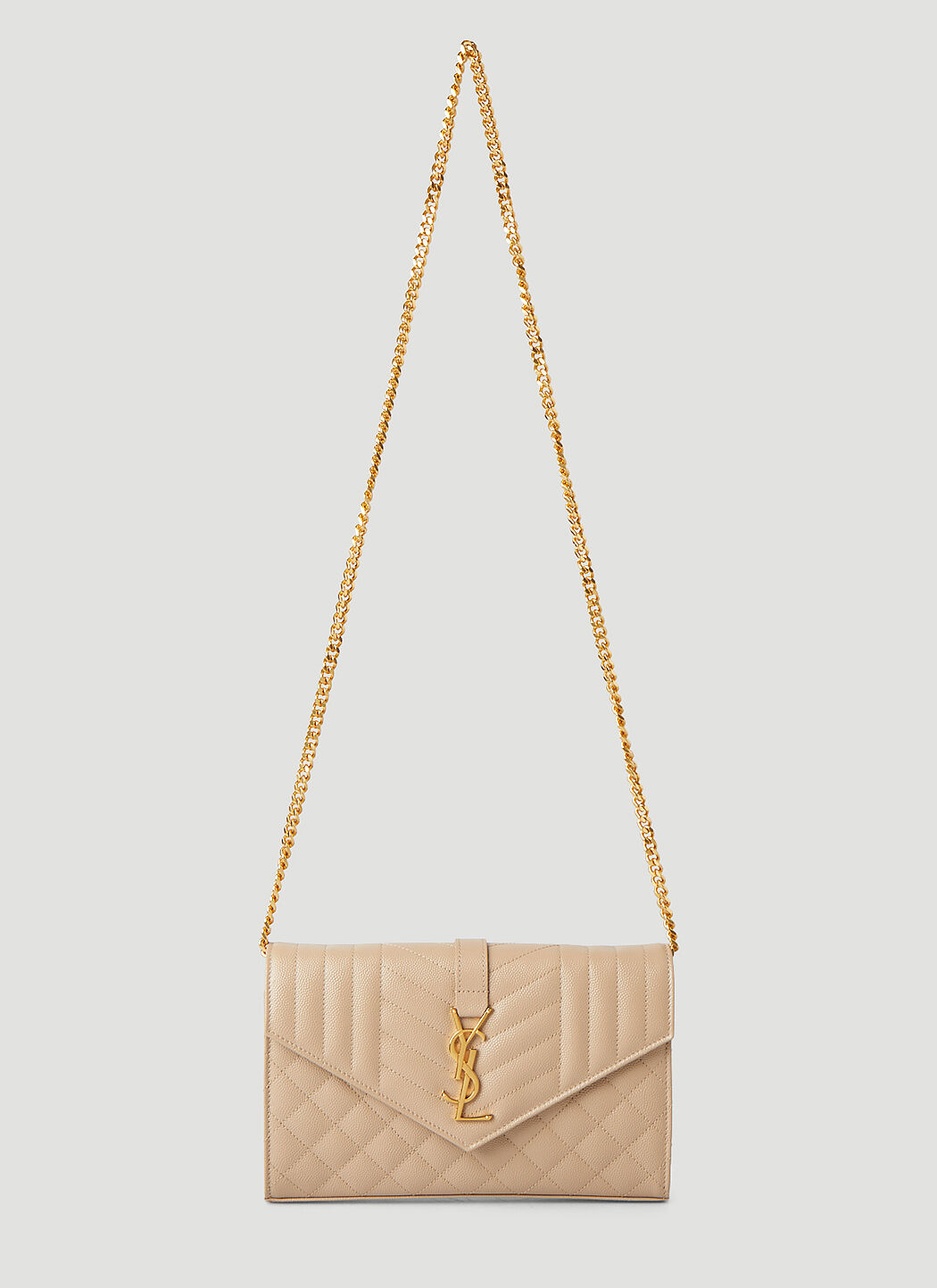 Saint laurent wallet on sale on chain beige