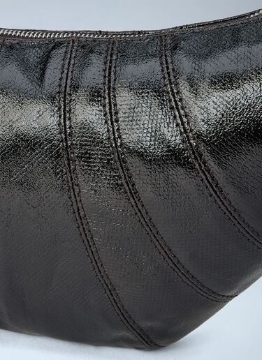 LN-CC® - Lemaire: Small Croissant Bag in Coated Cotton - Dark Brown Lemaire Small Croissant Bag in Coated Cotton Dark Brown lem0266031