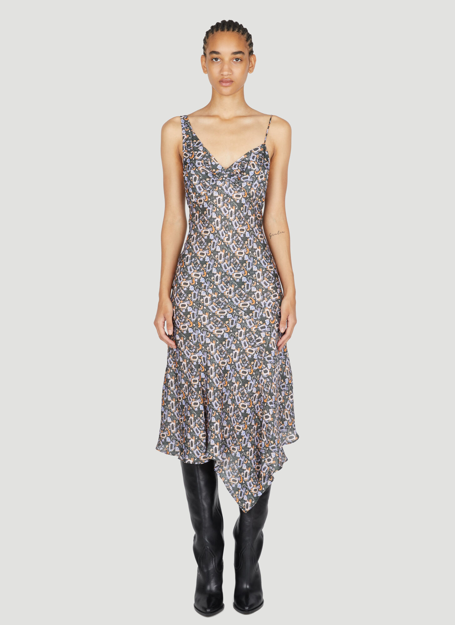 Shop Isabel Marant Lucia Printed Midi Dress In Black