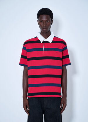 Prada Short-Sleeved Cotton Polo Shirt Red pra0164024