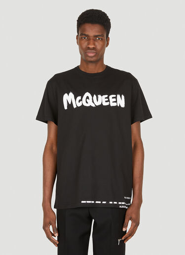 Alexander McQueen Graffiti 徽标印花T恤 黑 amq0149102