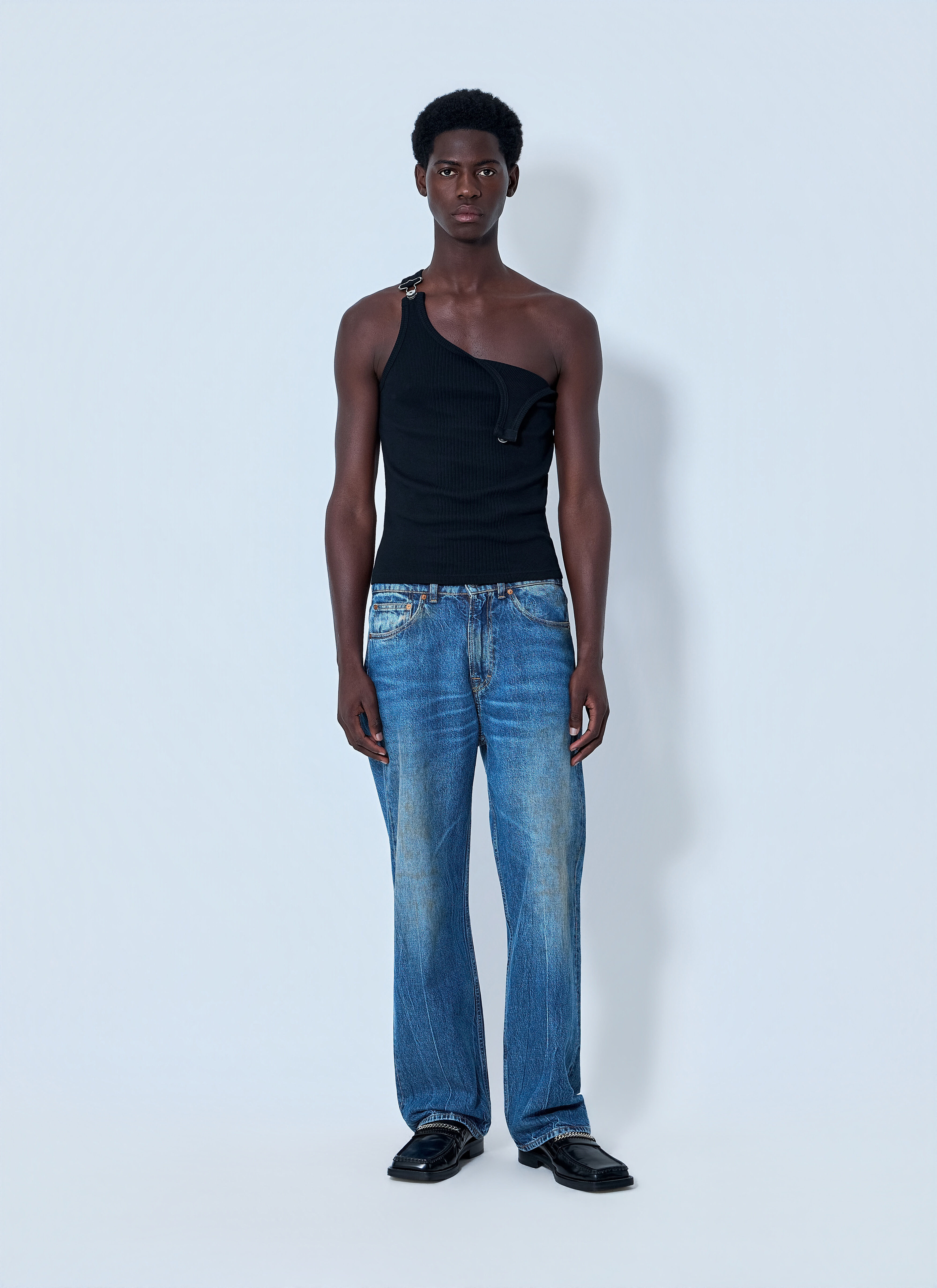 Jean Paul Gaultier Men's' Ribbed Tank Top with Metal Hardware in