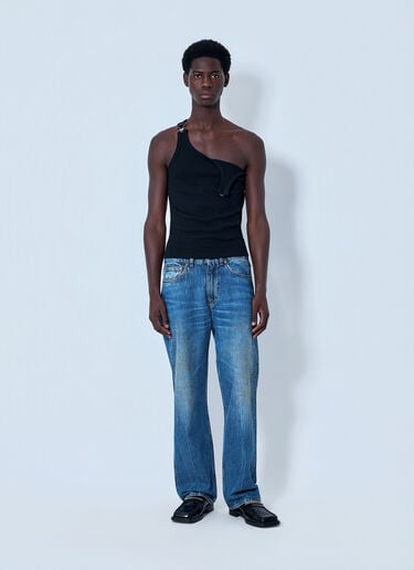Jean Paul Gaultier Ribbed Tank Top with Metal Hardware Black jpg0364004