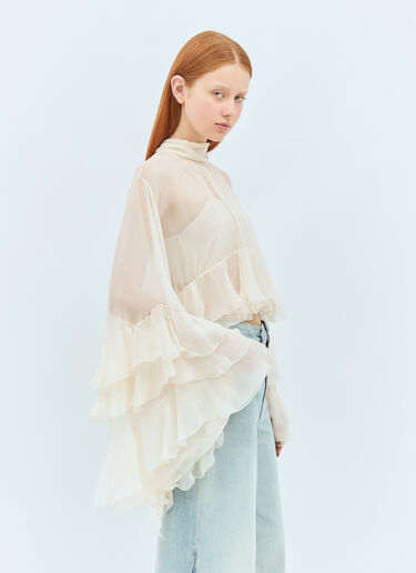 Chloé High-Low Ruffle Top Cream chl0258004
