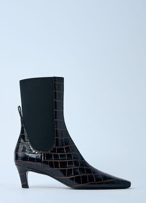 TOTEME Croc-Embossed Leather Boots Brown tot0261009