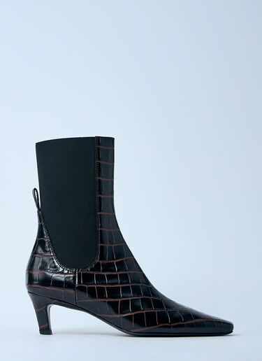 TOTEME Croc-Embossed Leather Boots Brown tot0261009