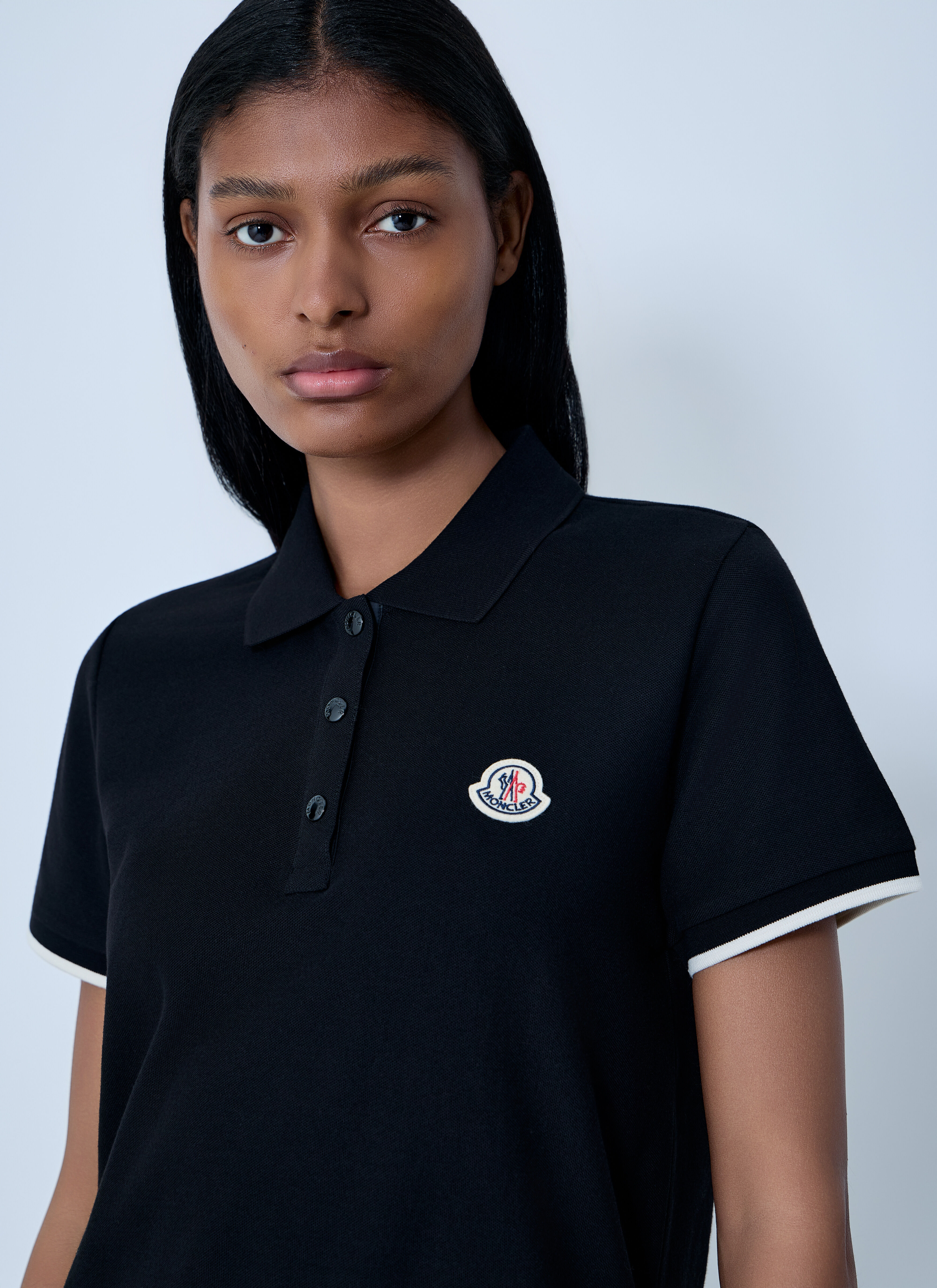 Moncler Women's' Logo Motif Polo Shirt in Black | LN-CC®