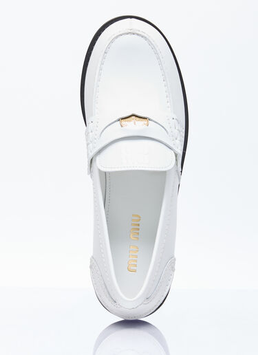 Miu Miu Leather Penny Loafers White miu0254083