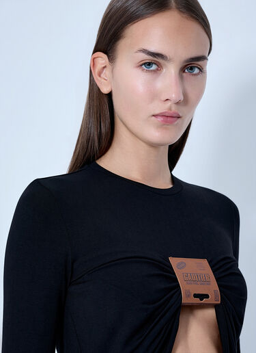LN-CC® - Jean Paul Gaultier: Ruched Logo Cropped Top - Black Jean Paul Gaultier Ruched Logo Cropped Top Black jpg0266013