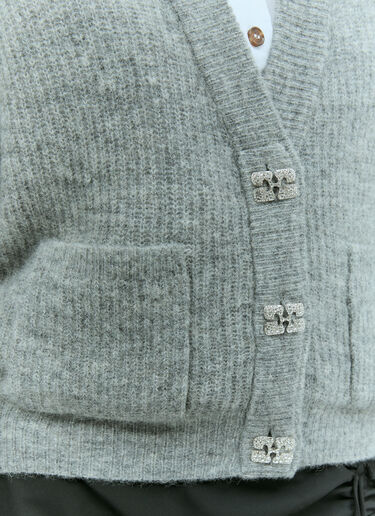 GANNI Soft Wool-Blend Cardigan Grey gan0255033