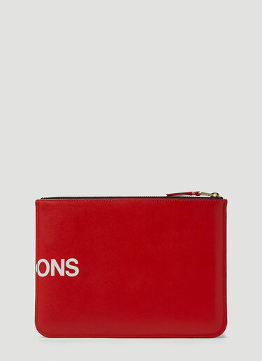 Comme des Garçons Wallet Front Logo Print Pouch Red cdw0347012