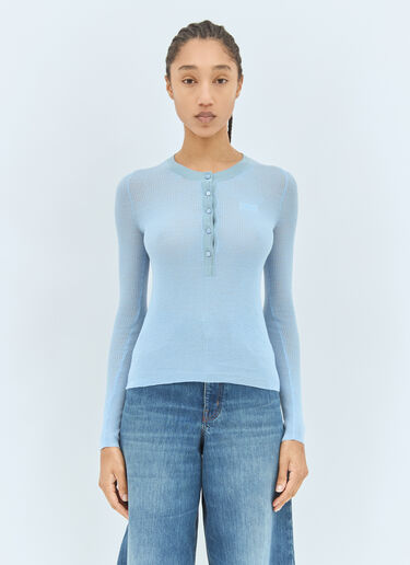 Chloé Knitted Henley Shirt Blue chl0259012