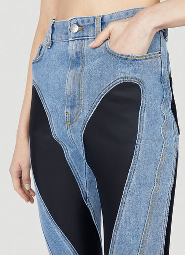 Mugler Structured Contrast Panel Jeans Blue mug0251060